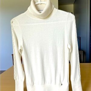 Ted Baker Women's Off White Turtleneck Sweater with Sleeve Detailing Size 1